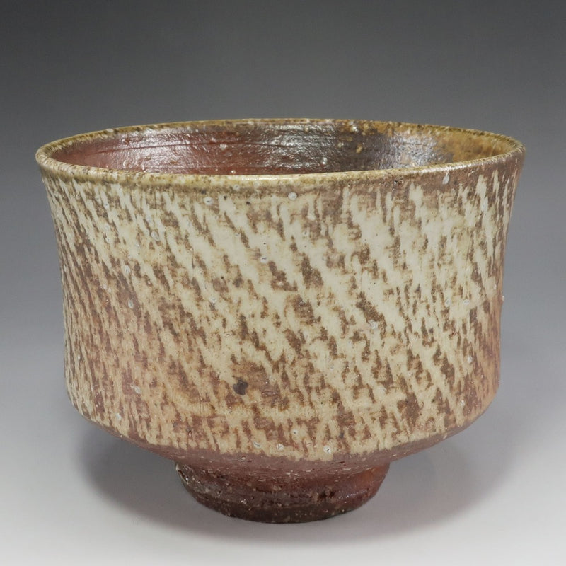 【】 人間国宝 島岡達三 作 灰被象嵌縄文茶碗 骨董品