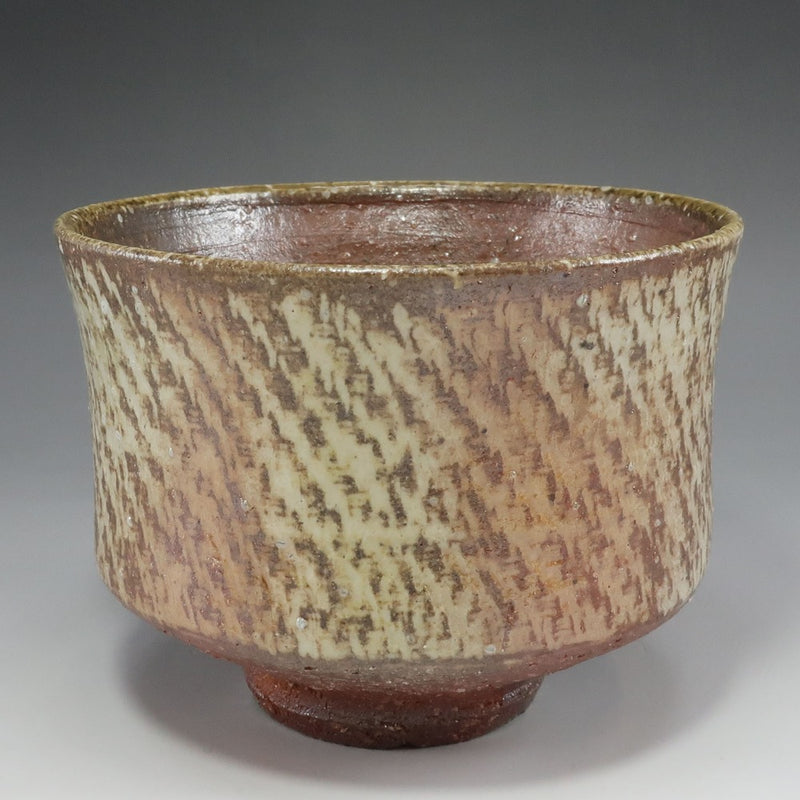 【】 人間国宝 島岡達三 作 灰被象嵌縄文茶碗 骨董品