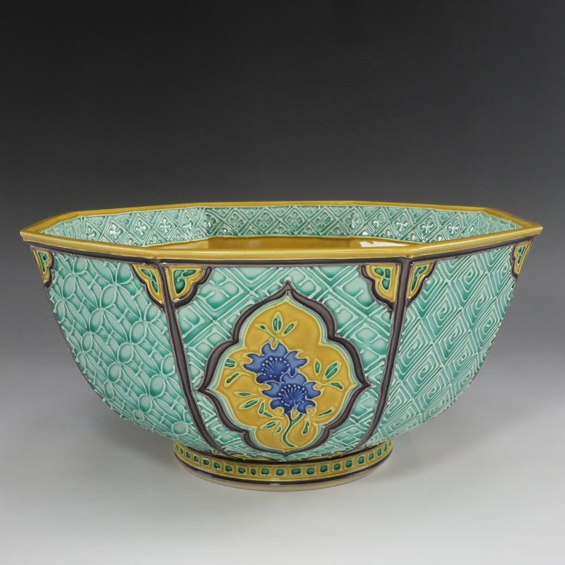 【kyoyaki】京焼 中村翠嵐 作 古代黄交趾 八角草花鉢 食器