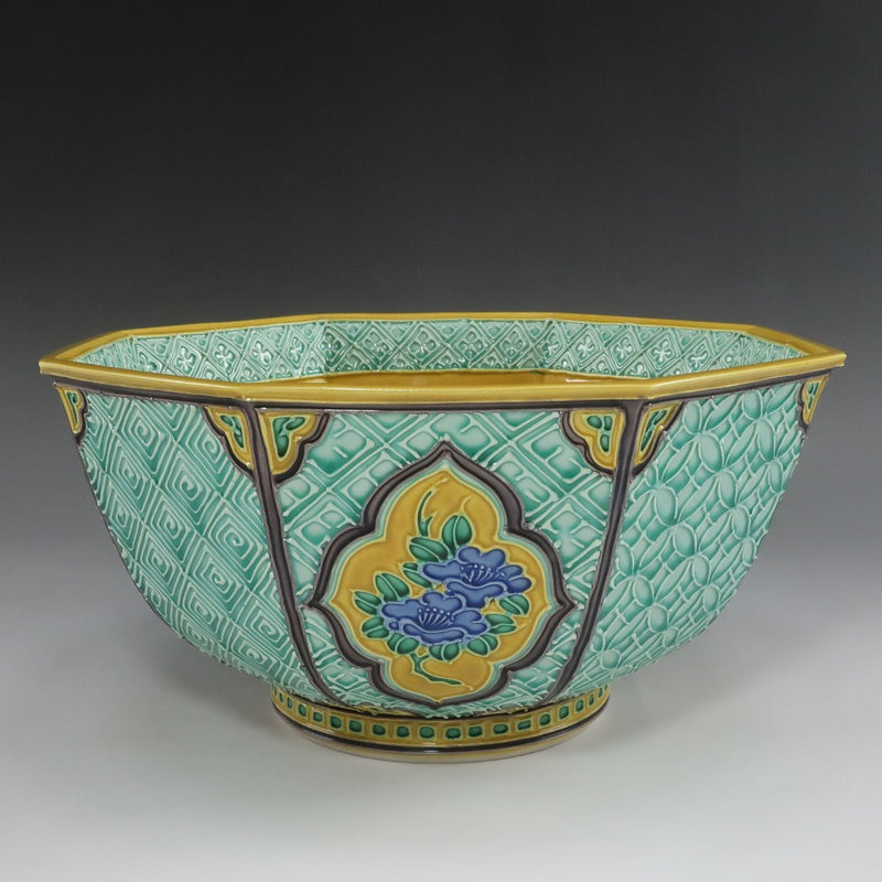 【kyoyaki】京焼 中村翠嵐 作 古代黄交趾 八角草花鉢 食器