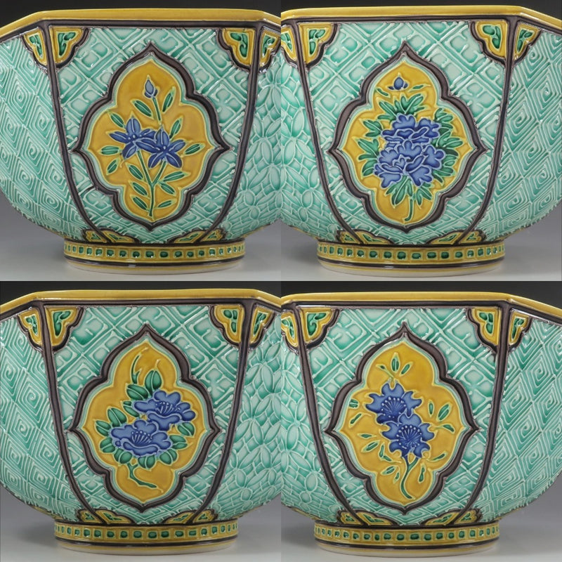 【kyoyaki】京焼 中村翠嵐 作 古代黄交趾 八角草花鉢 食器