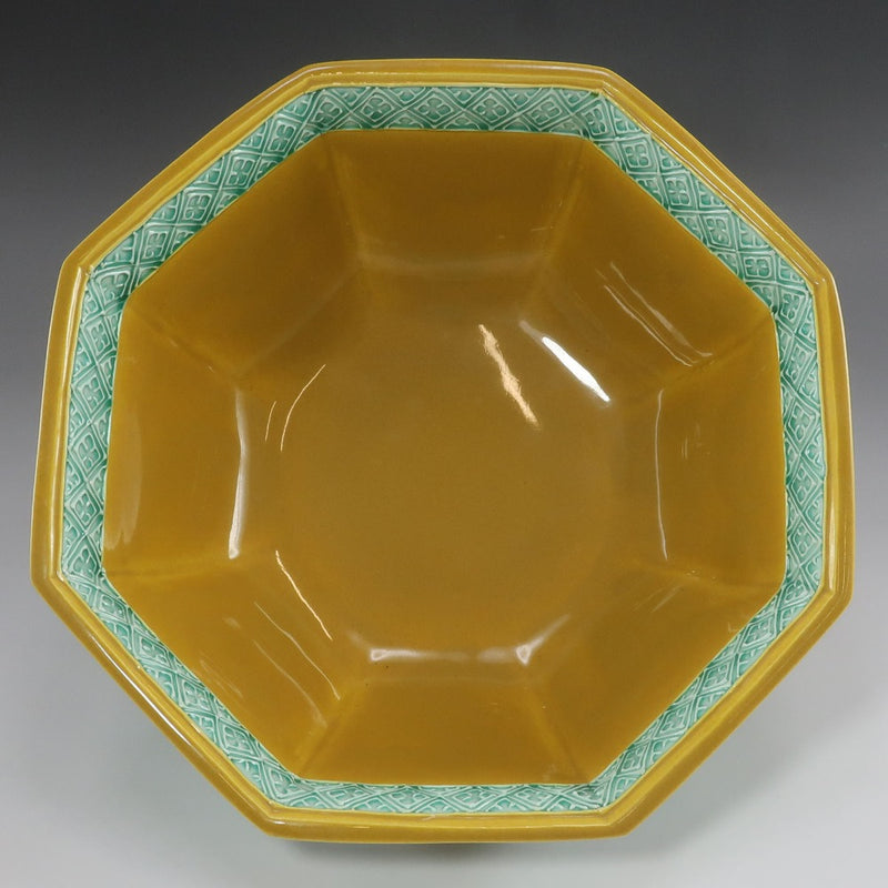 【kyoyaki】京焼 中村翠嵐 作 古代黄交趾 八角草花鉢 食器