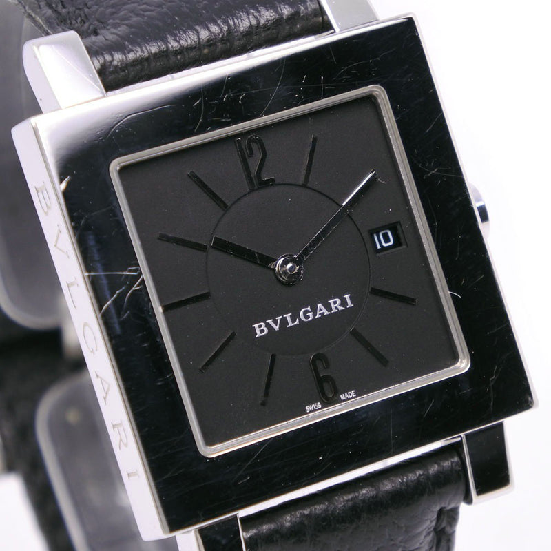 【BVLGARI】ブルガリ
 クアドラード 腕時計
 SQ29SLD ステンレススチール×レザー クオーツ アナログ表示 黒文字盤 Quadlard メンズ