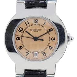 【Chaumet】ショーメ
 腕時計
 ステンレススチール×クロコダイル クオーツ アナログ表示 ブロンズ文字盤 レディース