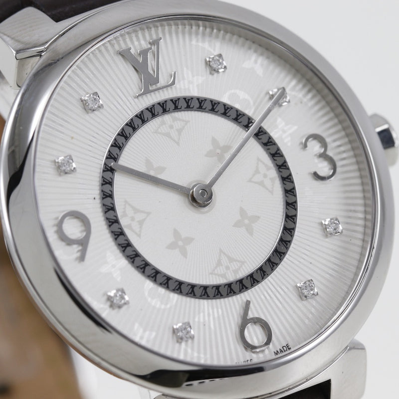 [Louis Vuitton] Louis Vuitton 
 Reloj tambul delgada 
 8p Diamante Q13MJ Acero inoxidable x Display analógica de cuartzo Dial de la dial blanco Tanbur Slim Ladies