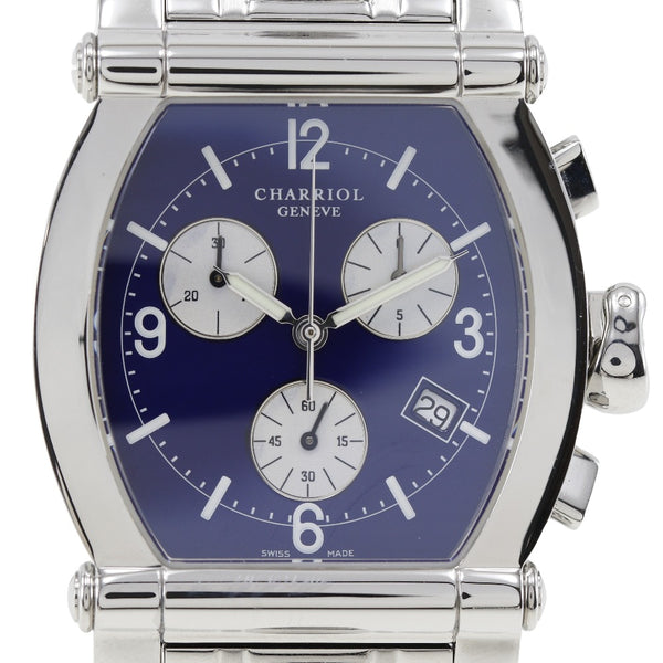 [Philippe Charriol] Philip Shariol 
 Columbus Watch 
 060T Stainless steel quartz chronograph blue dial Columbus Men's A rank