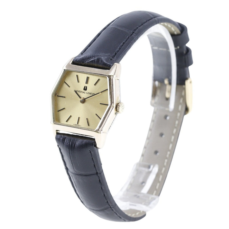 [通用基因]通用日内瓦 
 手表 
 不锈钢X皮革手 - 卷金表盘女士