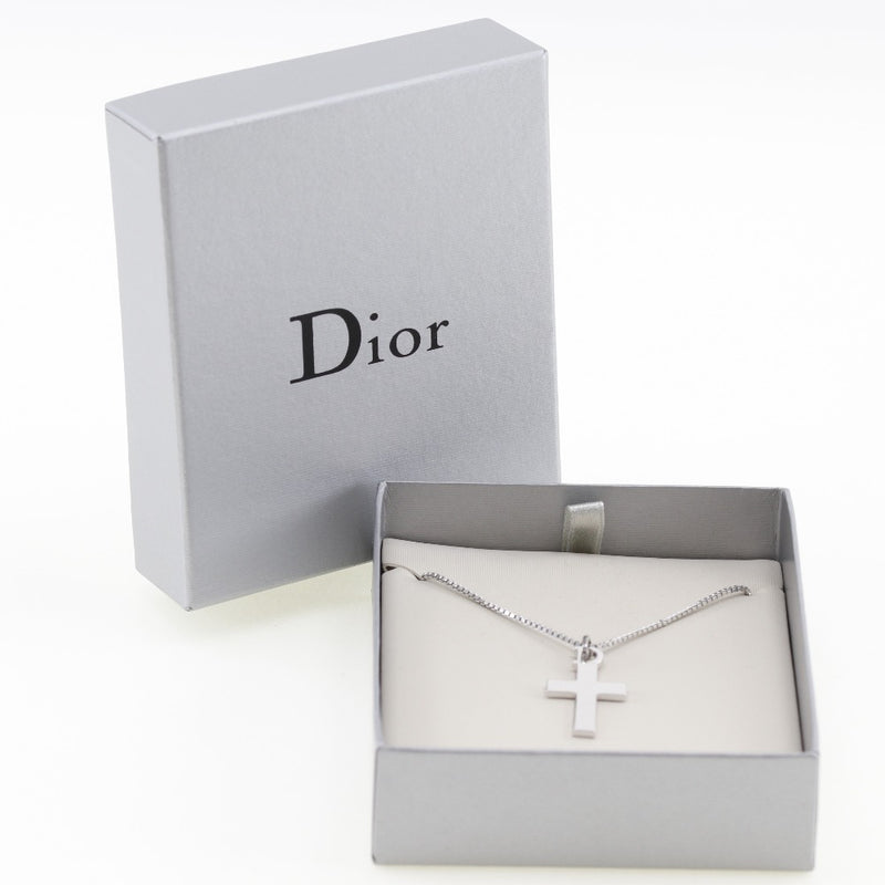 【Dior】クリスチャンディオール
 Dクロス ネックレス
 金属製 約7.3g D cross レディース