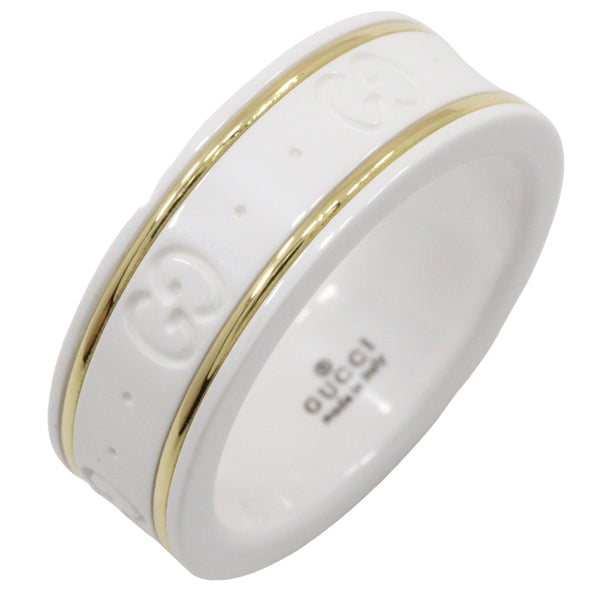 [GUCCI] Gucci 
 Icon GG 11.5 Ring / Ring 
 K18 Yellow Gold x Zirconia White Approximately 4.7g ICON GG Ladies A-Rank