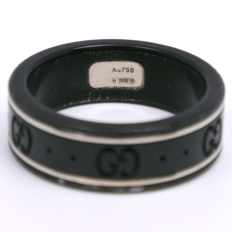 【GUCCI】グッチ
 アイコンGG シンバンド 16号 リング・指輪
 K18ホワイトゴールド×コランダム 約2.6g icon GG thin band ユニセックス