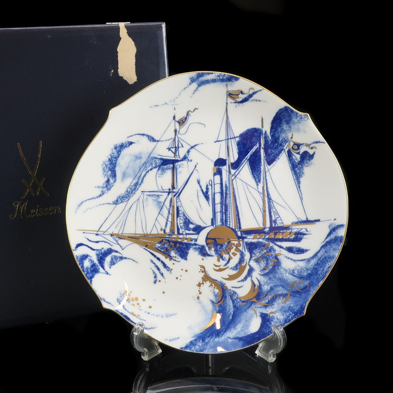 最終お値下げ　Meissen　2001年 イヤープレー　「郵便船ソルヴェイ」 Meissen】マイセン 郵便蒸気船 ( ソルヴェイ号 ) 2001年イヤープレート