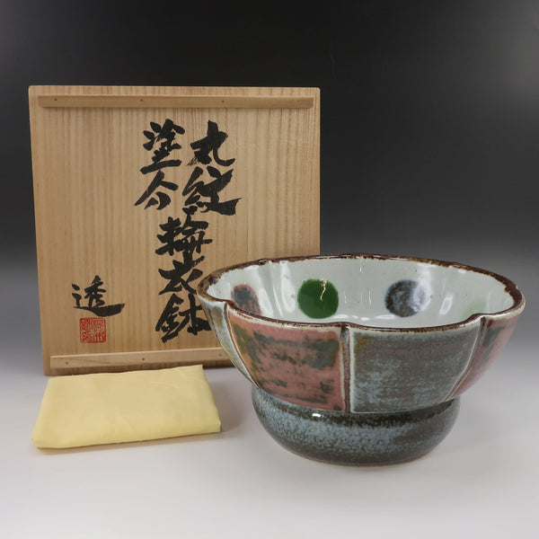 【kyoyaki】京焼 河井透 造 丸紋塗分輪花鉢 陶磁器 _ 茶道具 kyoyaki】京焼 河井透 造 丸紋塗分輪花鉢 茶道具 – NISHIKINO VINTAGE