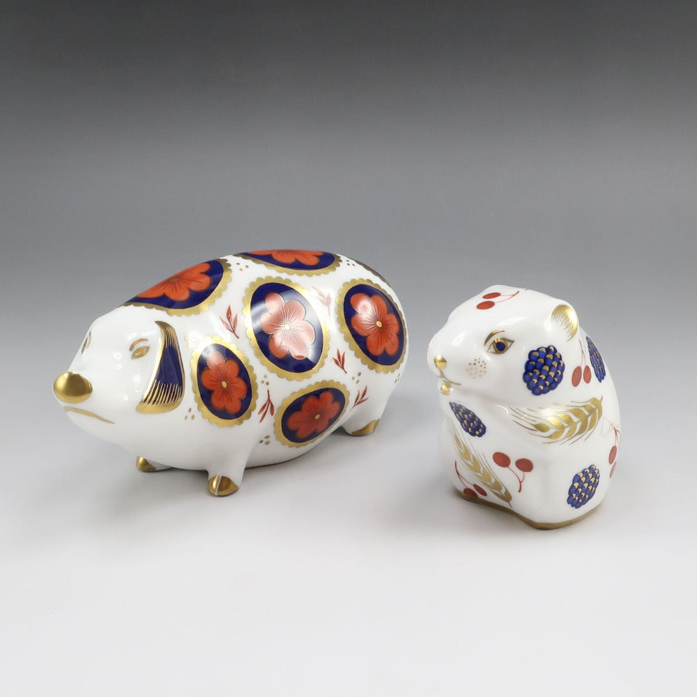 Royal Crown Derby】ロイヤルクラウンダービー 豚 鼠 置物 2点 置物