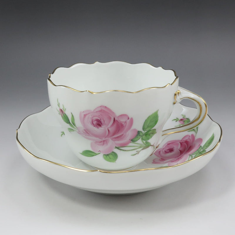 Meissen】マイセン ピンクローズ カップ＆ソーサー 1客 食器