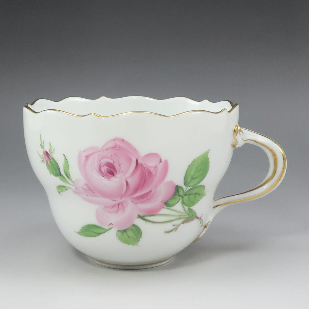 Meissen】マイセン ピンクローズ カップ＆ソーサー 1客 食器