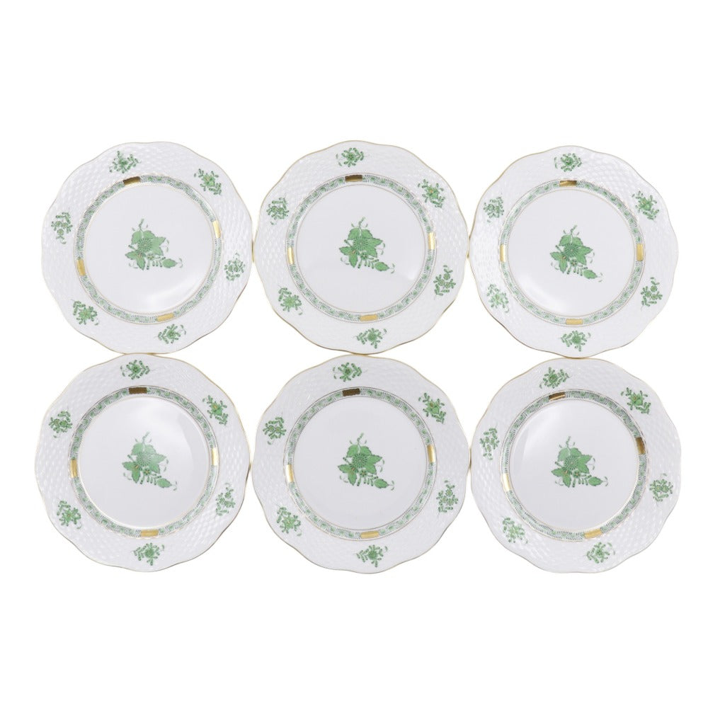 HEREND】ヘレンド アポニーグリーン プレート 6客 直径：19.2cm 食器