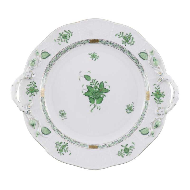 [HEREND] Herend Apony Green Cake Plate Diameter:32×29.8cm Tableware