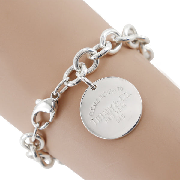 [Tiffany & Co.]TIFFANY&Co. 레턴TIFFANY&Co. Bracelet 라운드 태그 실버 925 약 36.5g Tiffany & Co. Ladies로 돌아 가기