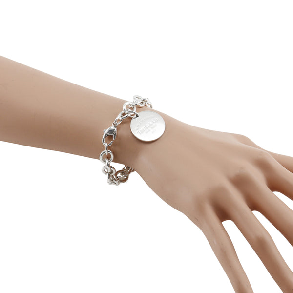 [Tiffany & Co.]TIFFANY&Co. 레턴TIFFANY&Co. Bracelet 라운드 태그 실버 925 약 36.5g Tiffany & Co. Ladies로 돌아 가기