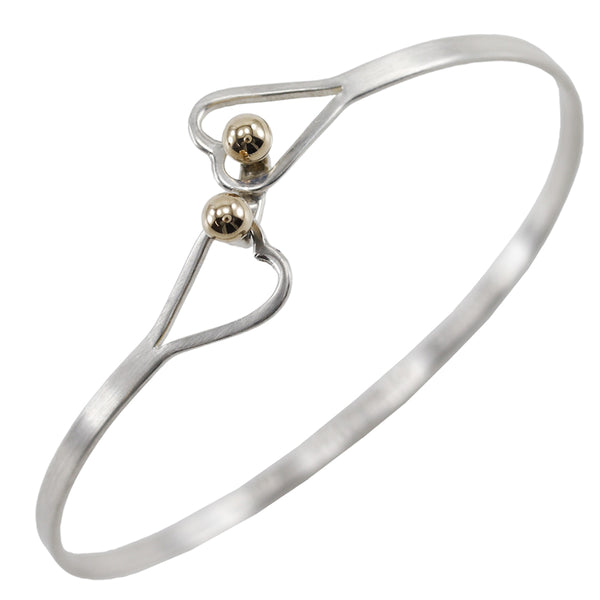 [Tiffany & Co.]TIFFANY&Co. Hook & Ibangle Double Heart Silver 925 × K14 옐로우 골드 약 5.3g 후크 및 아이 숙녀 A+Rank