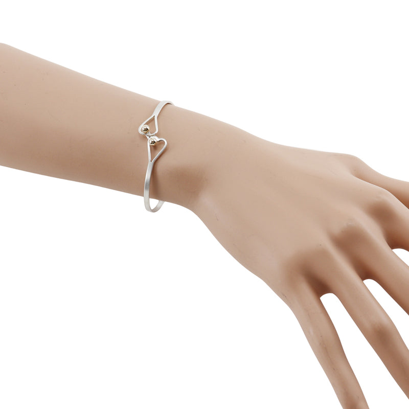 [Tiffany & Co.]TIFFANY&Co. Hook & Ibangle Double Heart Silver 925 × K14 옐로우 골드 약 5.3g 후크 및 아이 숙녀 A+Rank