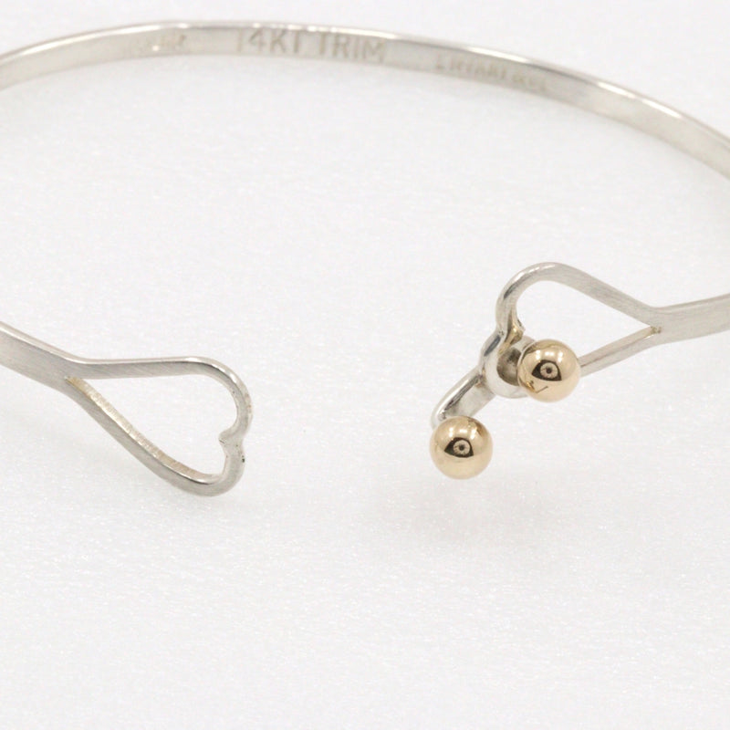 [Tiffany & CO.] Tiffany Hook & ibangle Double Heart Silver 925 × K14 Yellow Gol