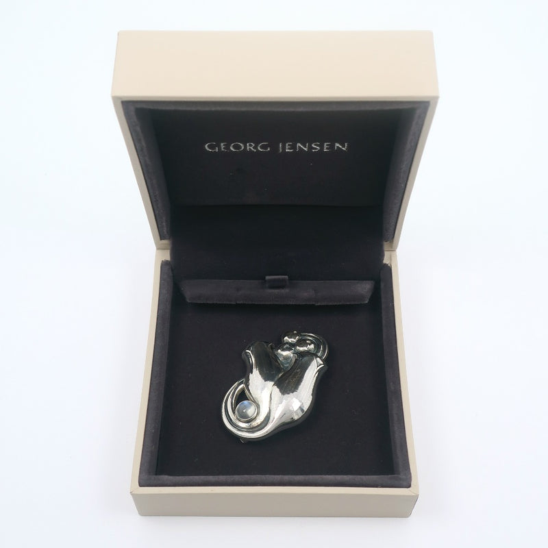 【Georg Jensen】ジョージジェンセン
 スズラン ブローチ
 100B シルバー925×ムーンストーン フラワー 約10.0g Lily of the valley レディース