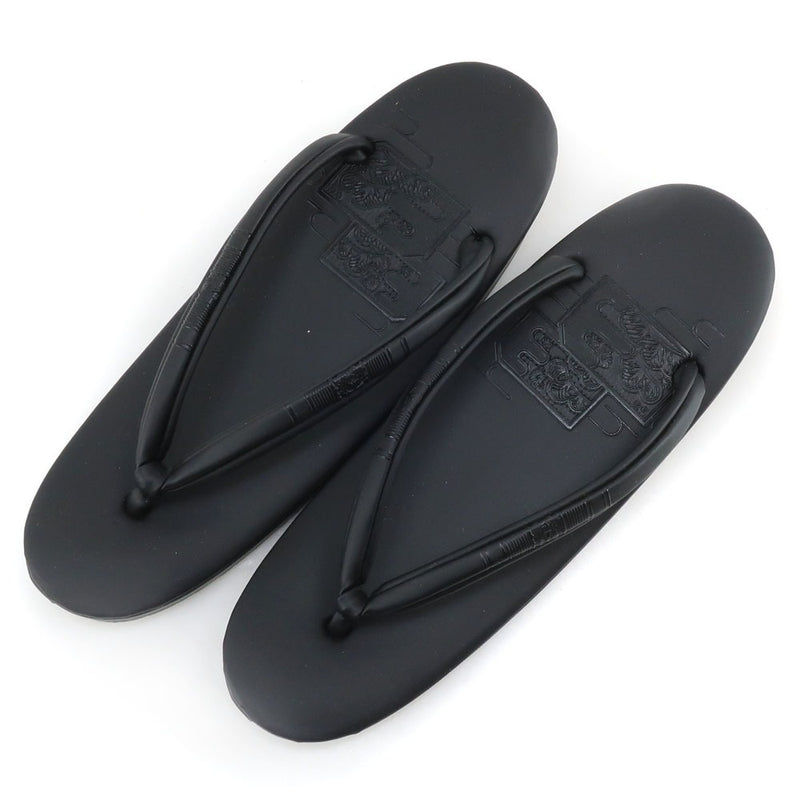履物 ぞうり 草履
 和装小物 ビニール 23.5cm エンボス ブラック footwear sandals レディース