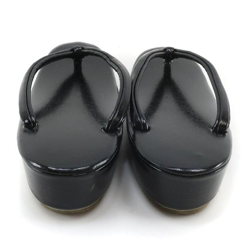 履物 ぞうり 草履
 和装小物 革 23cm ブラック footwear sandals レディース