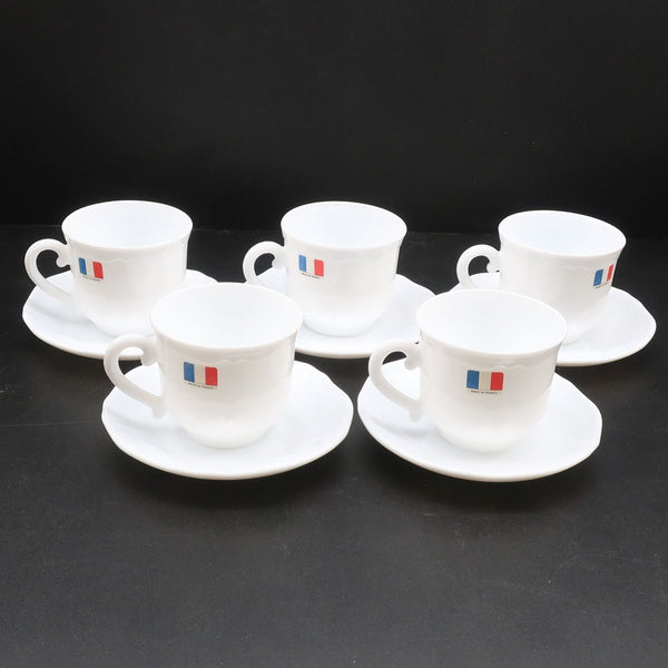 프랑스 듀란에 의해 만든 Maxim White Coffee Cup 식탁 
 Cup & Saucer 5 승객 세트 No.2 Maxim White Coffee Cup Maked, Durand, France_S Rank