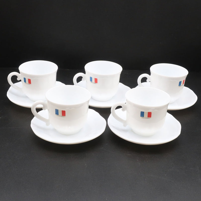 Maxim white coffee cup tableware made by Duran, France 
 Cup & Saucer 5 customer set No.3 Maxim White Coffee Cup Made by Durand, France_s Rank