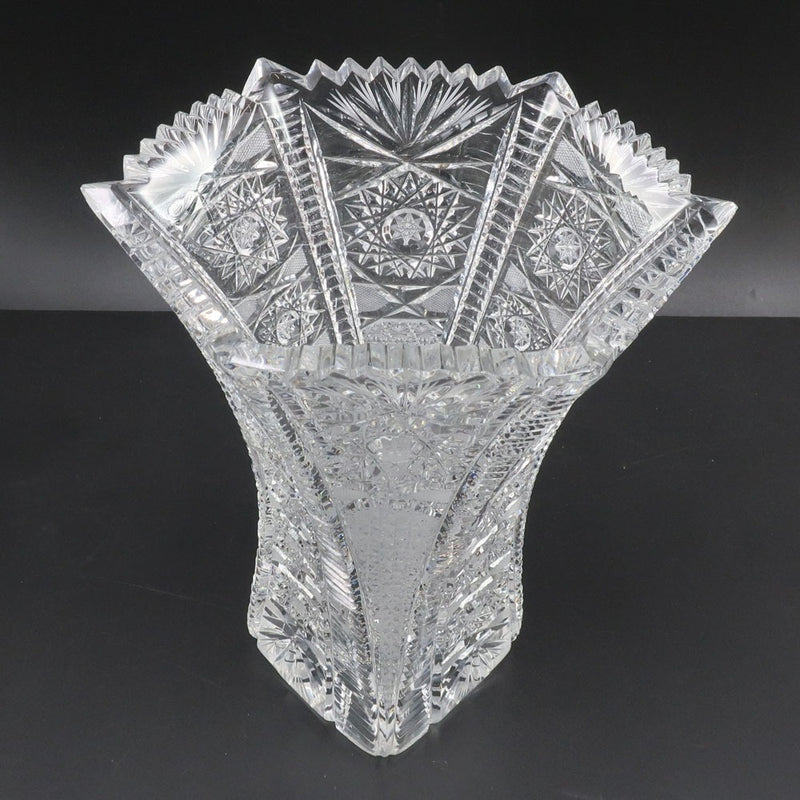 [Bohemian Glass] Bohemia glass 
 Vase Vase Flower Base Vase 
 Crystal hand cut Flower Base _S Rank