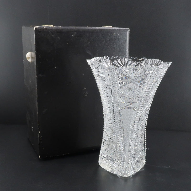 【Bohemian glass】ボヘミアガラス
 花瓶 フラワーベース 花瓶
 クリスタル ハンドカット Flower base _Sランク