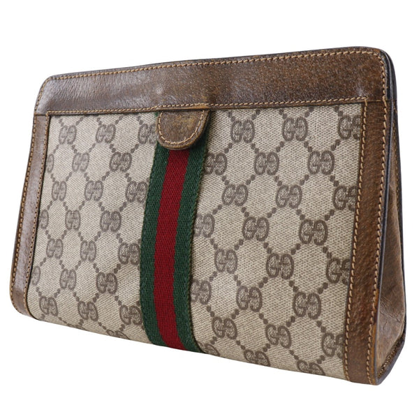 【GUCCI】グッチ
 オールドグッチ ポーチ
 シェリー GGスプリームキャンバス 茶 マジックテープ Old Gucci ユニセックス