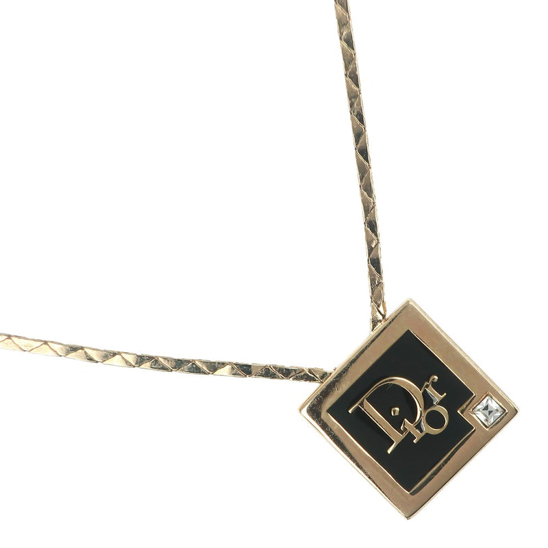 [Dior] Christian Dior 
 necklace 
 Gold plating x Rhinestone Gold Square Approximately 7.0g Ladies B-Rank