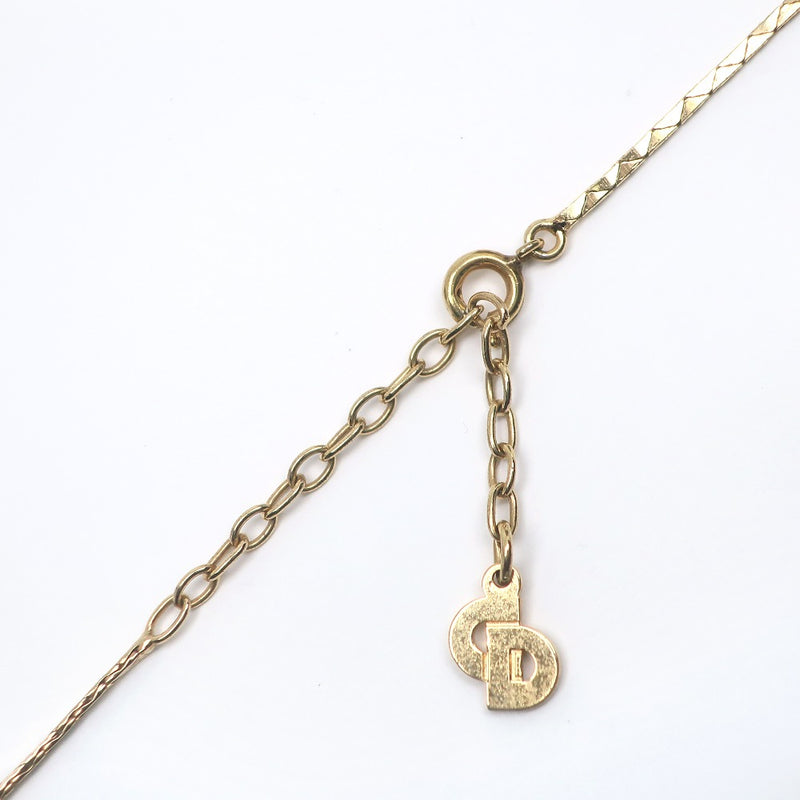 [Dior] Christian Dior 
 collar 
 Chapado de oro x diamano de diario cuadrado de oro aproximadamente 7.0 g de damas B-rank