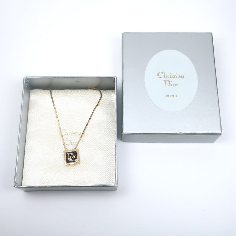 [Dior] Christian Dior 
 necklace 
 Gold plating x Rhinestone Gold Square Approximately 7.0g Ladies B-Rank