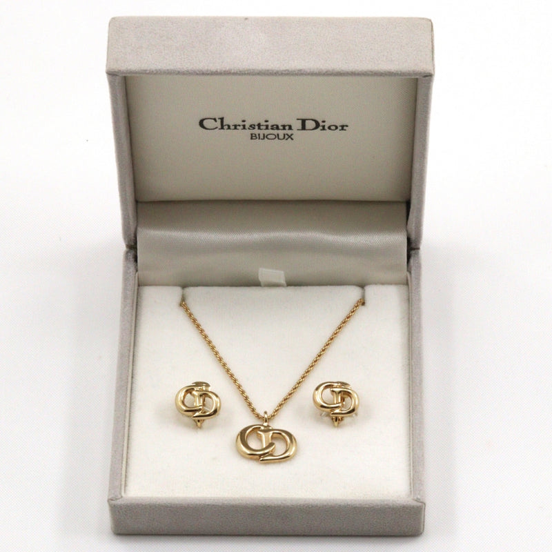 [Dior] Christian Dior Earring Set Necklace Plated Gold Approximately 6.1g Earring Set Ladies A-Rank