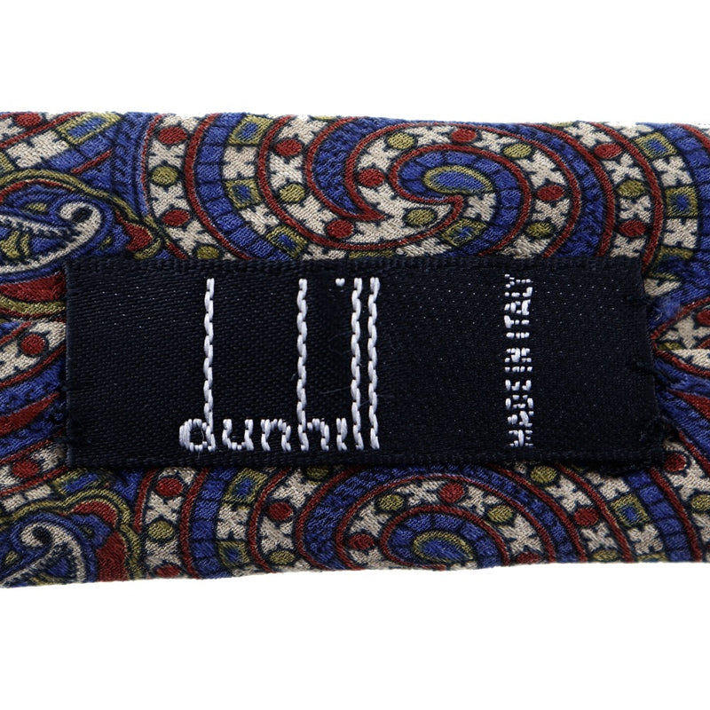 【Dunhill】ダンヒル
 シルク100% ネクタイ
 ペーズリー柄 シルク ブルー 100% silk メンズAランク