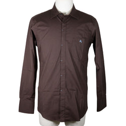 [Burberry Black Label] Burberry Black Label 
 Long -sleeved shirt 
 Cotton x polyurethane brown men's A rank