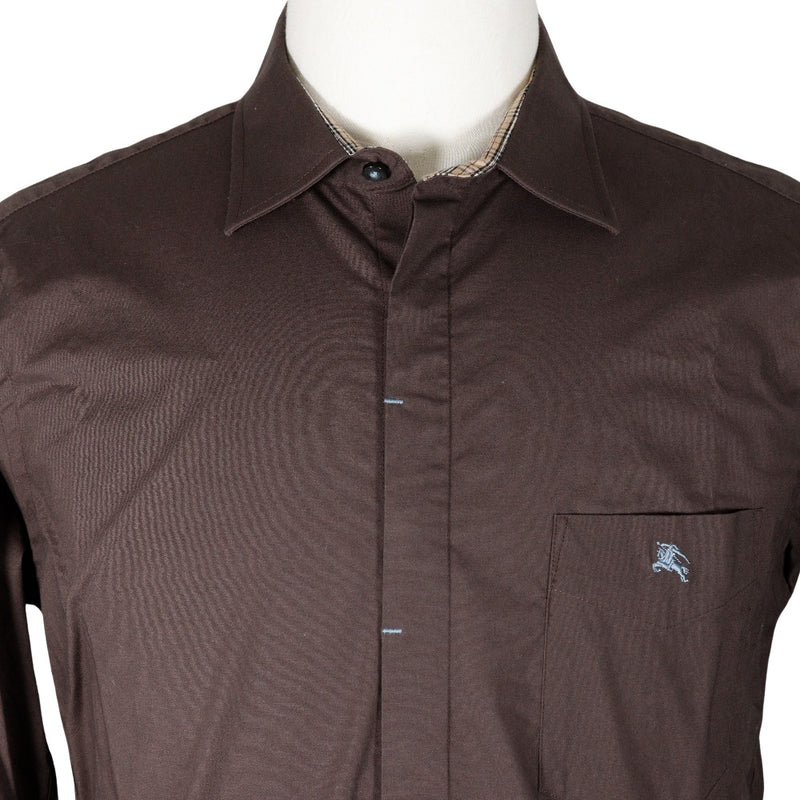 [Burberry Black Label] Burberry Black Label 
 Long -sleeved shirt 
 Cotton x polyurethane brown men's A rank