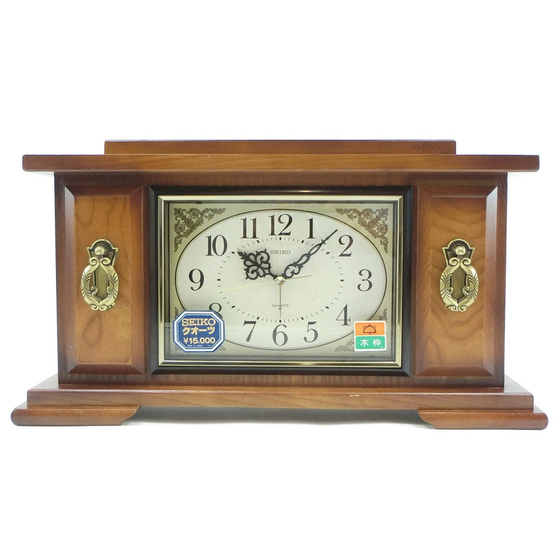 [Seiko] Seiko 
 Wood frame quartz alarm (bell) storage clock 
 Interior Showa Retro Price 15,000 yen QJ804D Wooden Frame, Quartz, Alarm (Bell) Included_A Rank