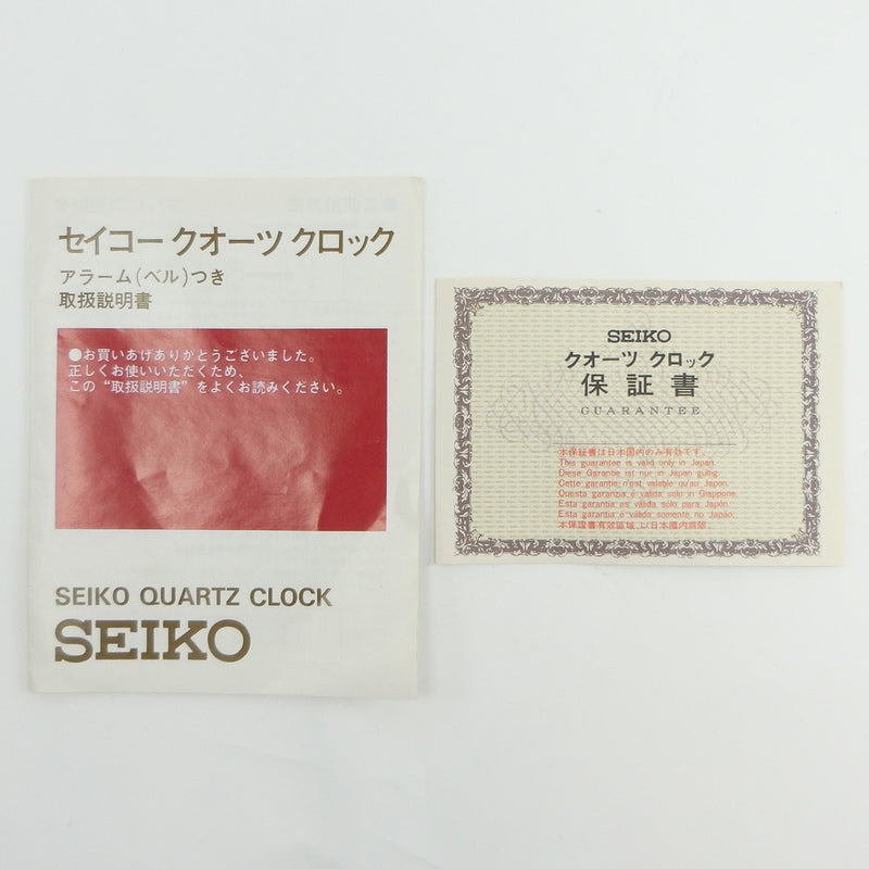 【SEIKO】セイコー
 木枠 クォーツ アラーム(ベル)付き 置時計
 インテリア 昭和レトロ 定価15,000円 QJ804D Wooden frame, quartz, alarm (bell) included _Aランク