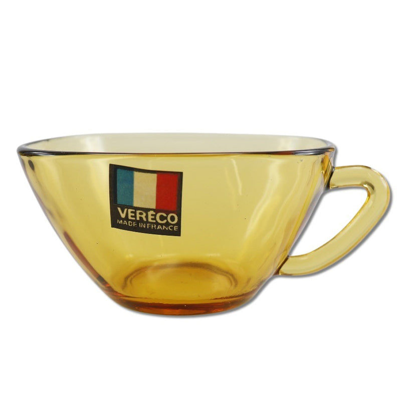 [Vereco] Beleco 
 杯子和碟5客户套餐具 
 琥珀色玻璃法国配糖杯和碟子5客户套