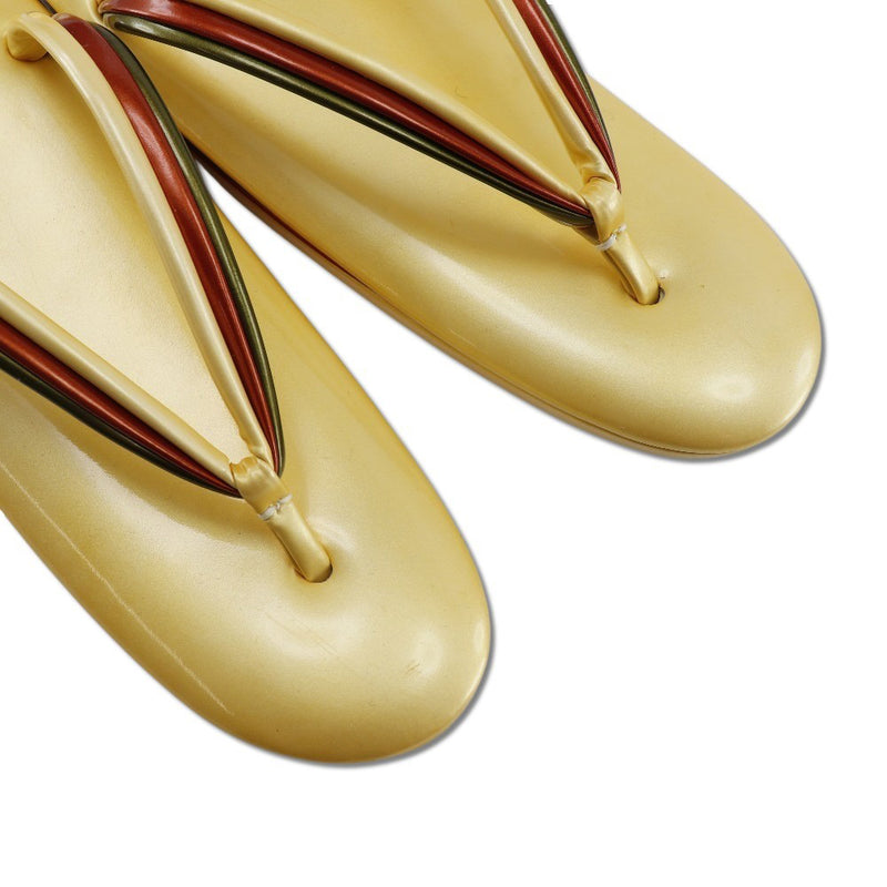 藤井大丸 履物 ぞうり 草履
 和装小物 エナメル Mサイズ 未使用品 ゴールド Fujii Daimaru Footwear Sandals レディースSランク