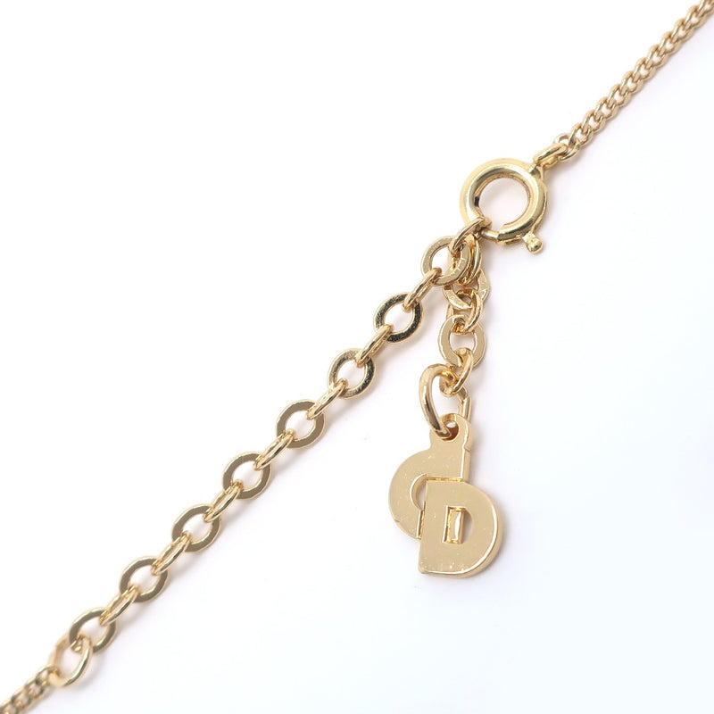 [Dior] Christian Dior CD logo Necklace Plated Gold× Rinstone about 5.0g CD Logo Ladies