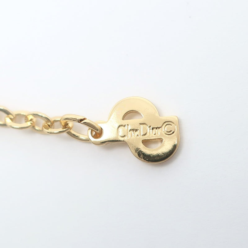 [Dior] Christian Dior CD logo Necklace Plated Gold× Rinstone about 5.0g CD Logo Ladies