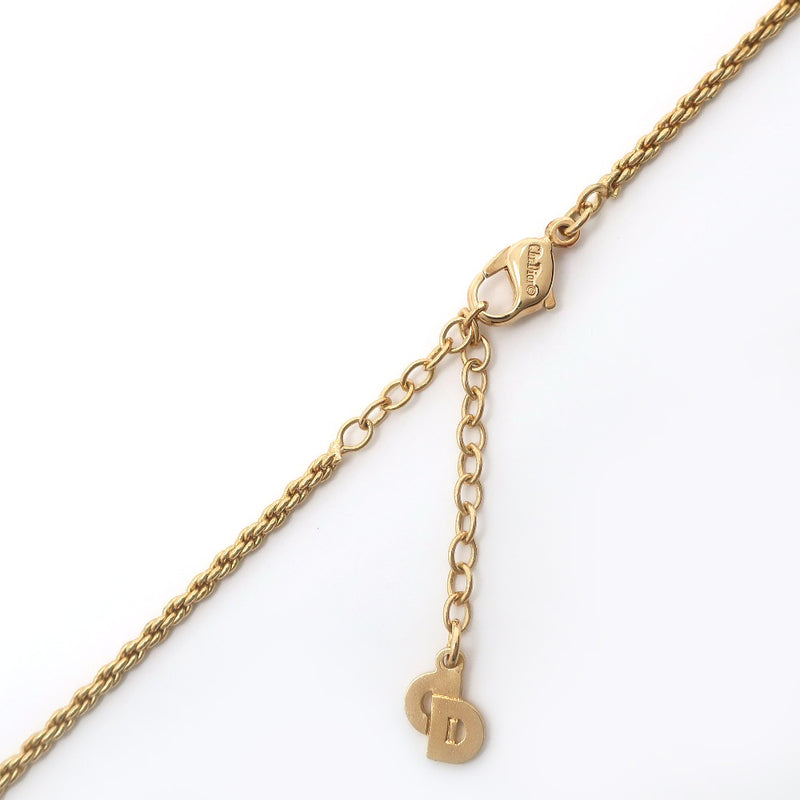 [Dior] Christian Dior CD logo Necklace Plated Gold× Rinstone about 12.5g CD Logo Ladies A rank