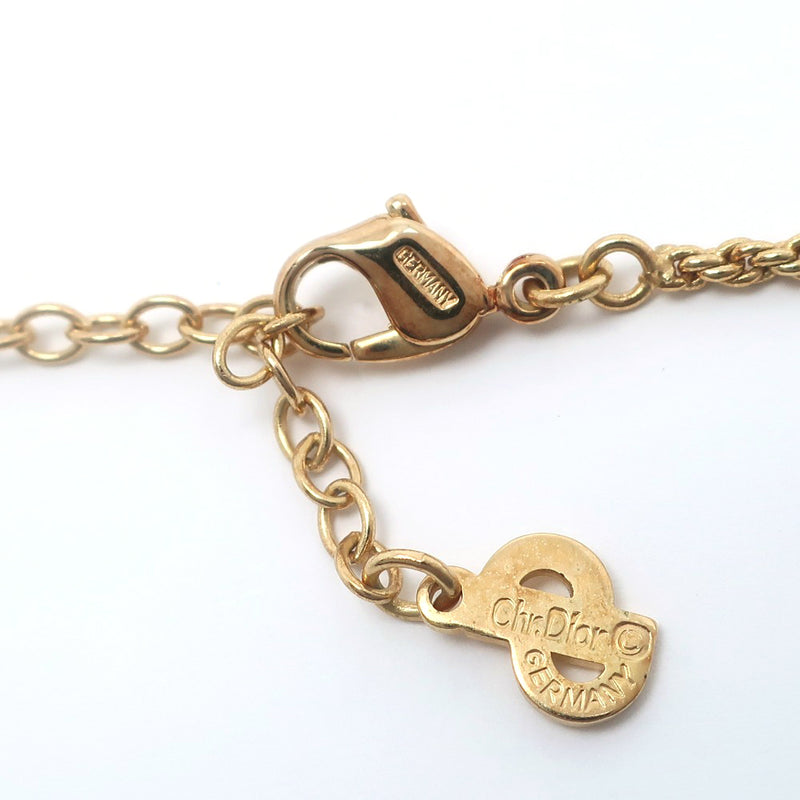 [Dior] Christian Dior CD logo Necklace Plated Gold× Rinstone about 12.5g CD Logo Ladies A rank