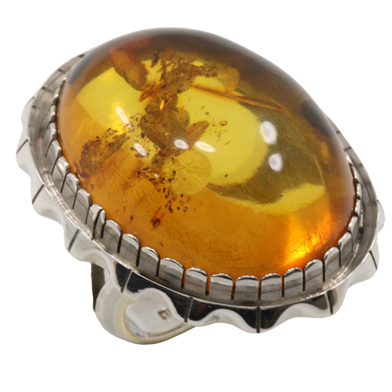 No. 15.5 Ring
 Silver× Amber / Amber Approximately 15.0g Unisex A-Rank